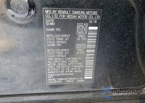 2015 Nissan Rogue S from USA, damaged, VIN KNMAT2MV1FP540339